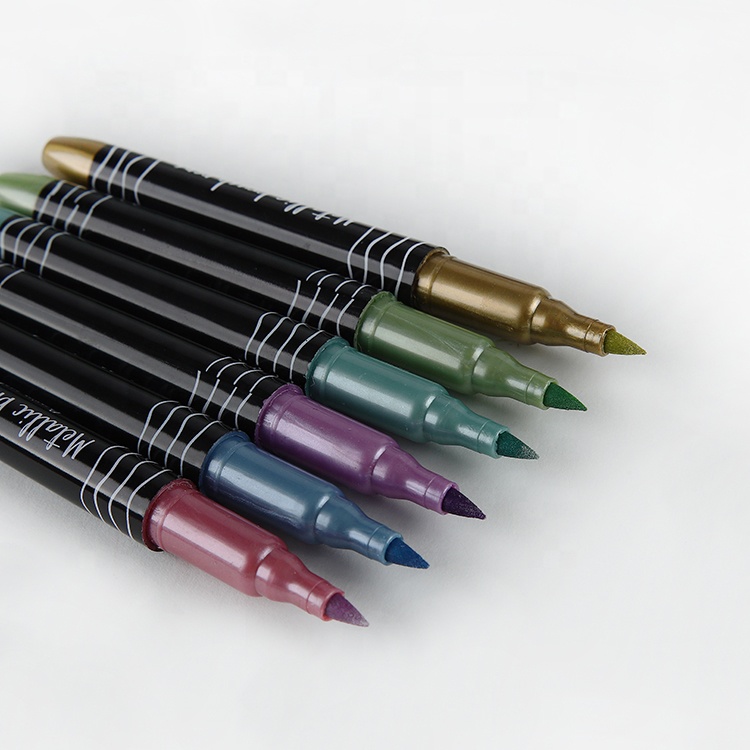 Manufacture multi-color wine Glass window metallic ink Washable marker pens for rock painting